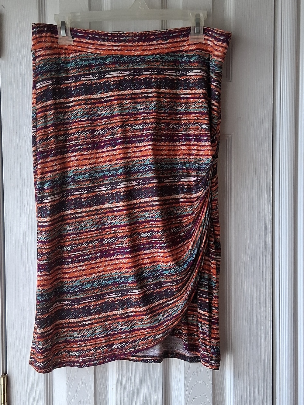 Cato Stretchy Multi-Color Striped Stretchy Pull On Wrap Around Looking Skirt